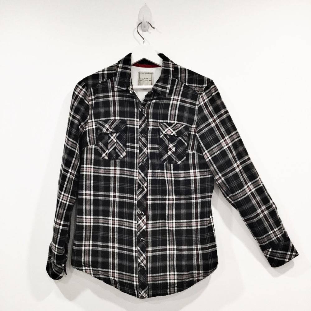 Women's Warm Plaid Cotton Button Down Jacket Shacket Cottagecore Sz S